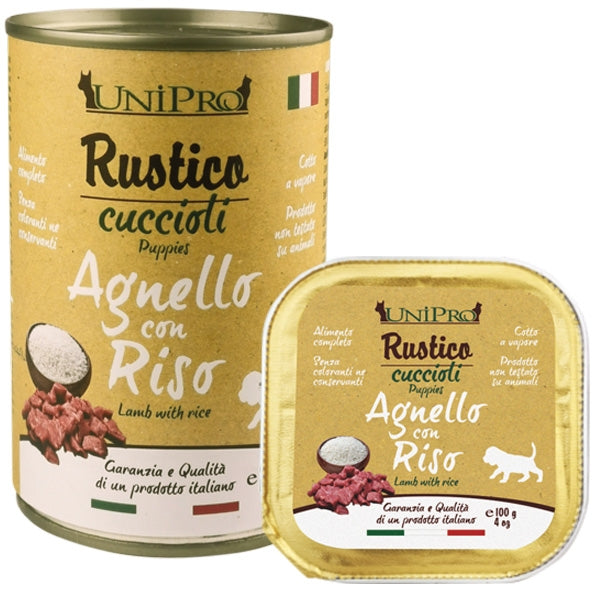 Unipro Rustico Agnello e Riso 400gr Lattina Unipro Rustico Agnello e Riso 400gr Lattina